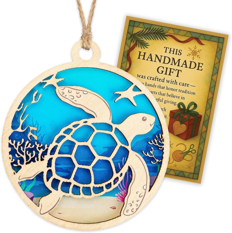 NELXI Sea Turtle Ornament, Turtle Ornament 2025, Unique Turtle Gifts for Women, Coastal Christmas Ornaments, Handmade Ocean Decor, Beach Themed Christmas Ornaments, Special Idea - Image 2